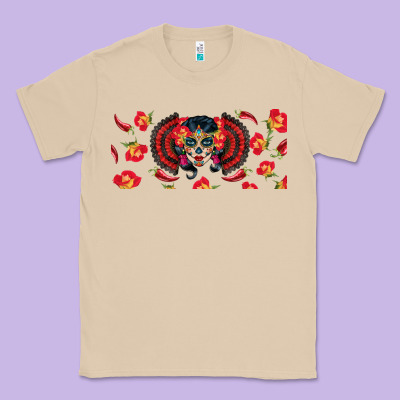 Sugar Skull Rose Libbey Glass Classic Tee Designed By Bundleandbundleshop