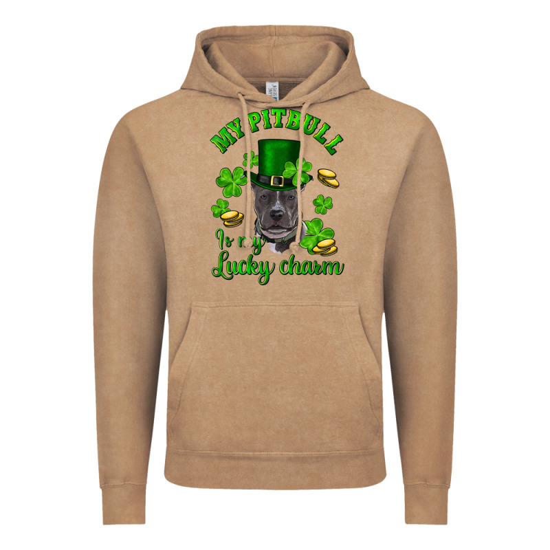 St Patricks Day My Pitbuli My Lucky Charm With Hat Vintage Hoodie by RanaPortraitStore | Teevron