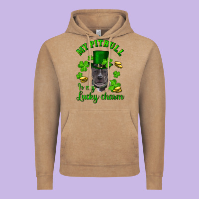 St Patricks Day My Pitbuli My Lucky Charm With Hat Vintage Hoodie Designed By Ranaportraitstore