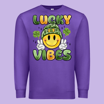 Lucky Vibes Premium Sweatshirt Designed By Maliassmallbusiness