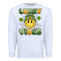 White lucky vibes Premium Sweatshirt - MaliasSmallBusiness