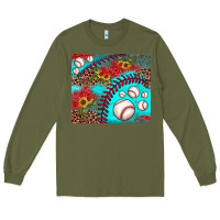 Army Green baseball leopard turquoise sunflower Long Sleeve Tee - JahusDesignShop