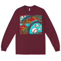 Burgundy baseball leopard turquoise sunflower Long Sleeve Tee - JahusDesignShop