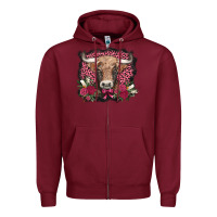 Burgundy v.d. cow and roses Zipper Hoodie - AdoDesignShop