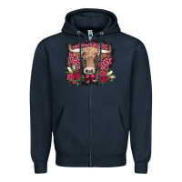 Navy v.d. cow and roses Zipper Hoodie - AdoDesignShop