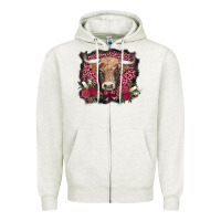 Oatmeal Heather v.d. cow and roses Zipper Hoodie - AdoDesignShop