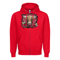 Red v.d. cow and roses Zipper Hoodie - AdoDesignShop