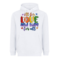 White all for love and love for all Heavyweight Hoodie - MaliasSmallBusiness