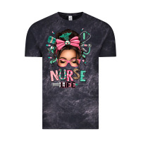 Cloud Black afro messy bun nurse life Vintage Tee - texasbilliewilder