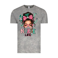 Cloud Rock afro messy bun nurse life Vintage Tee - texasbilliewilder