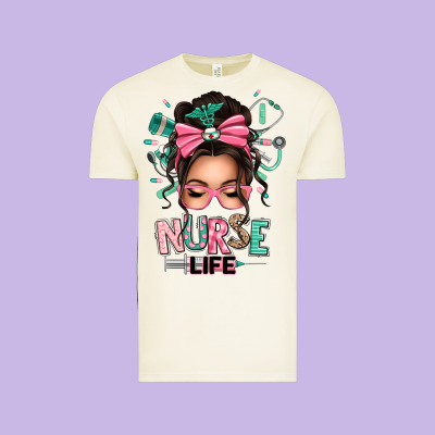 Afro Messy Bun Nurse Life Vintage Tee Designed By Texasbilliewilder