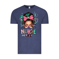 Vintage Denim afro messy bun nurse life Vintage Tee - texasbilliewilder