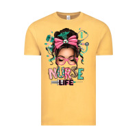 Vintage Mustard afro messy bun nurse life Vintage Tee - texasbilliewilder