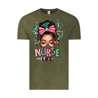 Vintage Olive afro messy bun nurse life Vintage Tee - texasbilliewilder