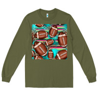 Army Green football leopard turquoise seamless pattern Long Sleeve Tee - JahusDesignShop