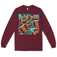 Football Leopard Turquoise Seamless Pattern Long Sleeve Tee | Teevron