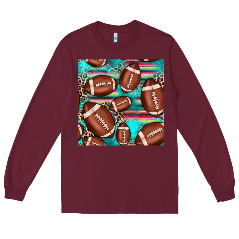 Football Leopard Turquoise Seamless Pattern Long Sleeve Tee by JahusDesignShop | Teevron