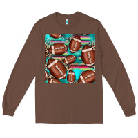 Chestnut football leopard turquoise seamless pattern Long Sleeve Tee - JahusDesignShop