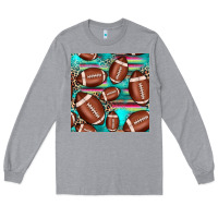 Heather Grey football leopard turquoise seamless pattern Long Sleeve Tee - JahusDesignShop