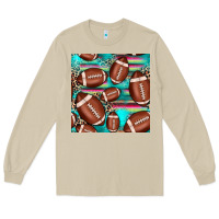 Mushroom football leopard turquoise seamless pattern Long Sleeve Tee - JahusDesignShop
