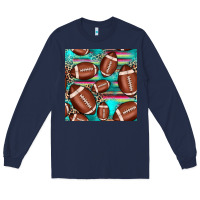 Navy football leopard turquoise seamless pattern Long Sleeve Tee - JahusDesignShop