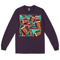 Plum football leopard turquoise seamless pattern Long Sleeve Tee - JahusDesignShop