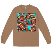 Toasted Coconut football leopard turquoise seamless pattern Long Sleeve Tee - JahusDesignShop