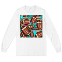 White football leopard turquoise seamless pattern Long Sleeve Tee - JahusDesignShop