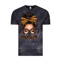 Cloud Black caucasian leopard messy bun mom life Vintage Tee - texasbilliewilder