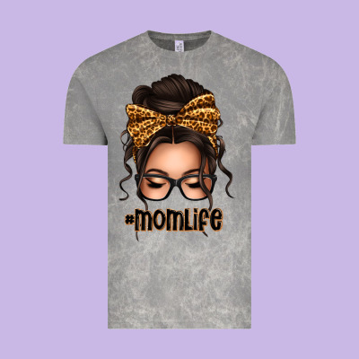Caucasian Leopard Messy Bun Mom Life Vintage Tee Designed By Texasbilliewilder
