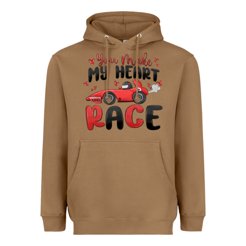 You Make My Heart Race Valentine's Day Heavyweight Hoodie by MaliasSmallBusiness | Teevron