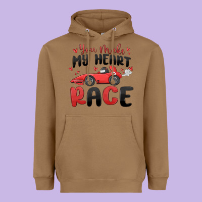 You Make My Heart Race Valentine's Day Heavyweight Hoodie Designed By Maliassmallbusiness