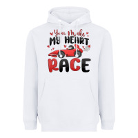 White you make my heart race valentine's day Heavyweight Hoodie - MaliasSmallBusiness