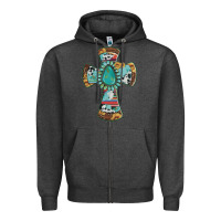 Charcoal Heather cross with leopard sunflower gemstone serape cowhide Zipper Hoodie - Artiststas