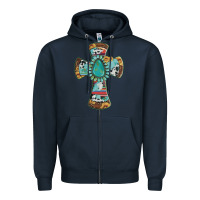 Navy cross with leopard sunflower gemstone serape cowhide Zipper Hoodie - Artiststas