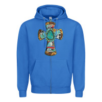 True Royal cross with leopard sunflower gemstone serape cowhide Zipper Hoodie - Artiststas
