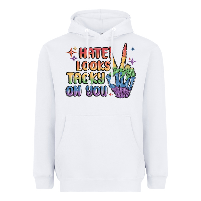 Hate Looks Tacky On You Pride Heavyweight Hoodie by MaliasSmallBusiness | Teevron