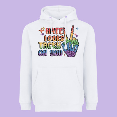 Hate Looks Tacky On You Pride Heavyweight Hoodie Designed By Maliassmallbusiness