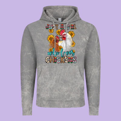 Just A Girl Who Loves Chickens Vintage Hoodie Designed By Zillion Design Studio