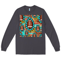 Smoke football leopard turquoise gemstone sunflower seamless pattern Long Sleeve Tee - JahusDesignShop