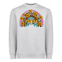 Heather Grey mom with sunflower rainbow mothers day Heavyweight Sweatshirt - texasbilliewilder