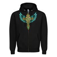Black wing cross Zipper Hoodie - Artiststas