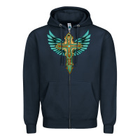 Navy wing cross Zipper Hoodie - Artiststas