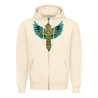 Sandshell wing cross Zipper Hoodie - Artiststas