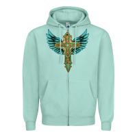 Seafoam wing cross Zipper Hoodie - Artiststas
