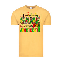 Vintage Mustard I paused my game to celebrate Juneteenth Vintage Tee - Zillion Design Studio