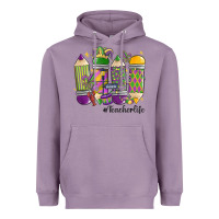 Lavender mardi gras teacher life Heavyweight Hoodie - MaliasSmallBusiness
