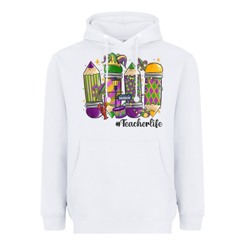 Mardi Gras Teacher Life Heavyweight Hoodie by MaliasSmallBusiness | Teevron