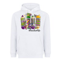 White mardi gras teacher life Heavyweight Hoodie - MaliasSmallBusiness