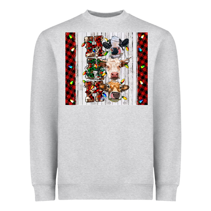 Ho Ho Ho Christmas Cow Heavyweight Sweatshirt by RanaPortraitStore | Teevron
